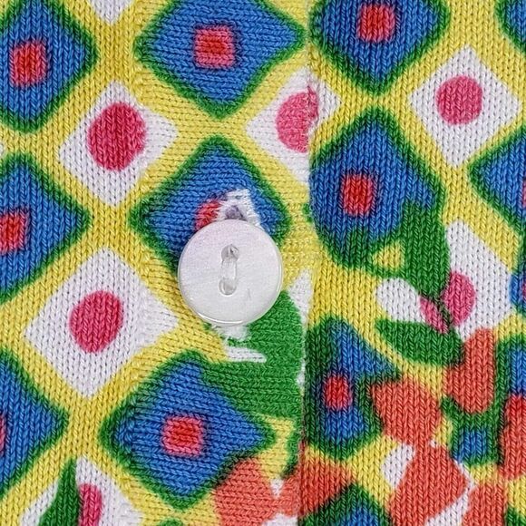 Talbots Cardigan Sweater Womens Size Large LP Pink Floral Button Up Cotton Knit - Picture 5 of 8